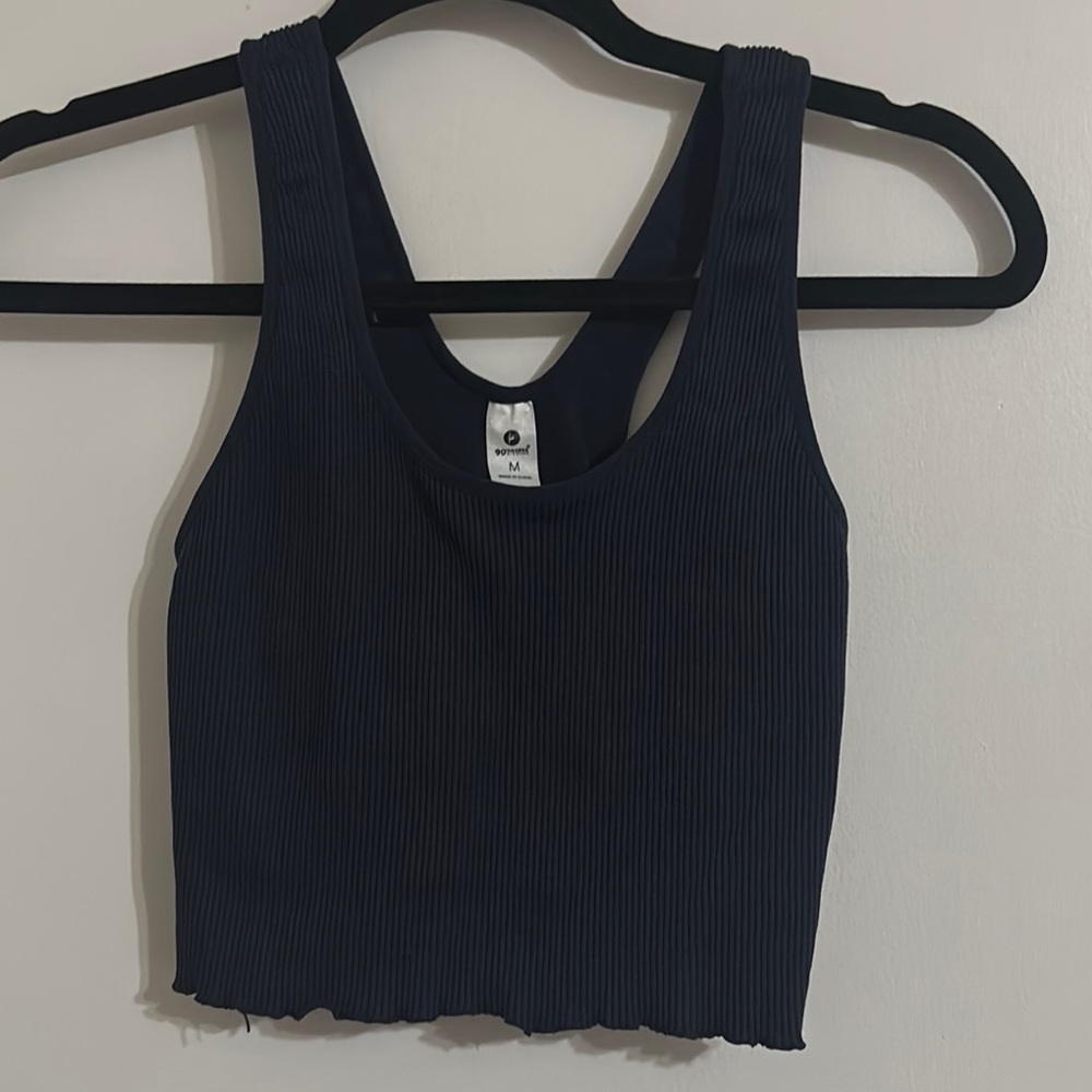 Navy Blue Ribbed Women's Tank Top